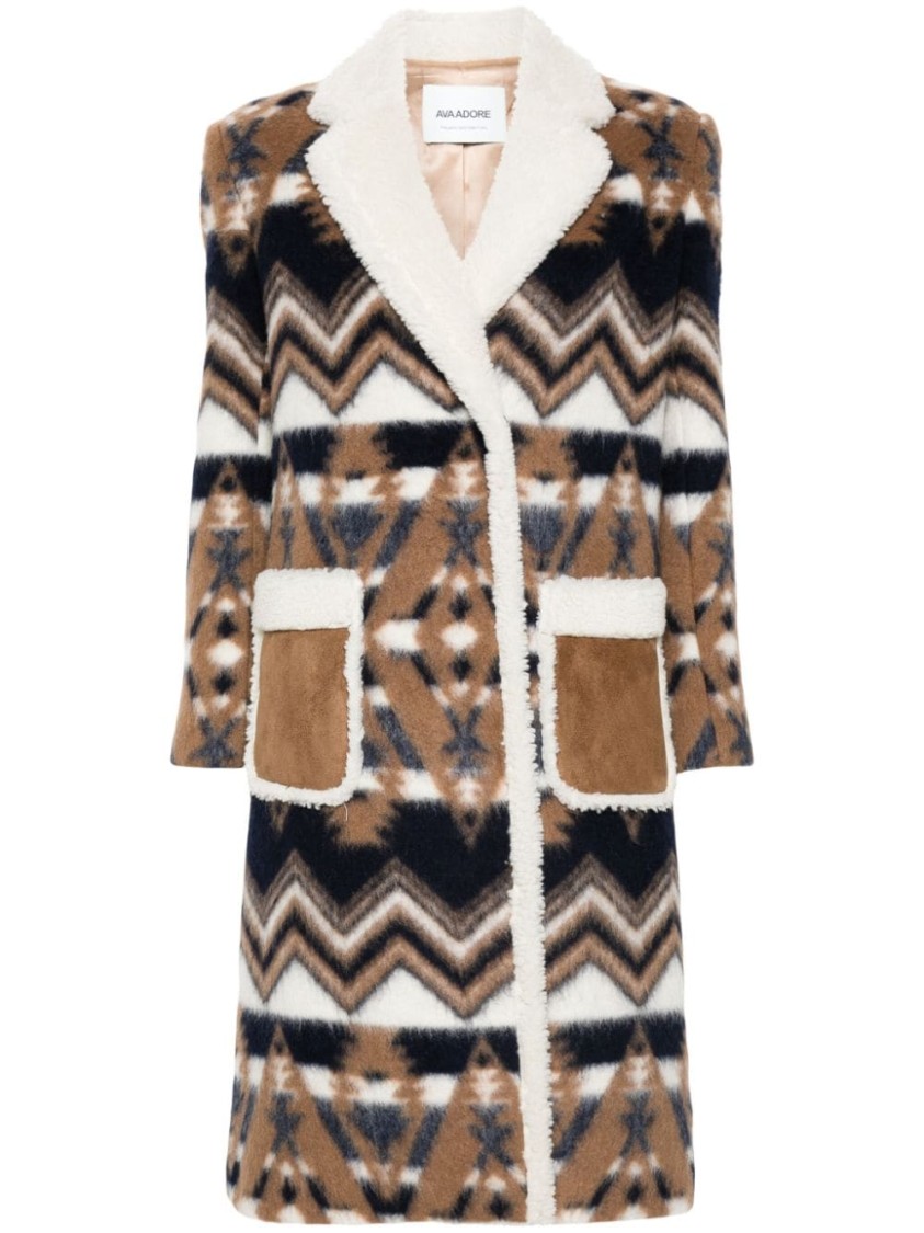 Ava Adore Aztec-pattern Coat In Multicolor