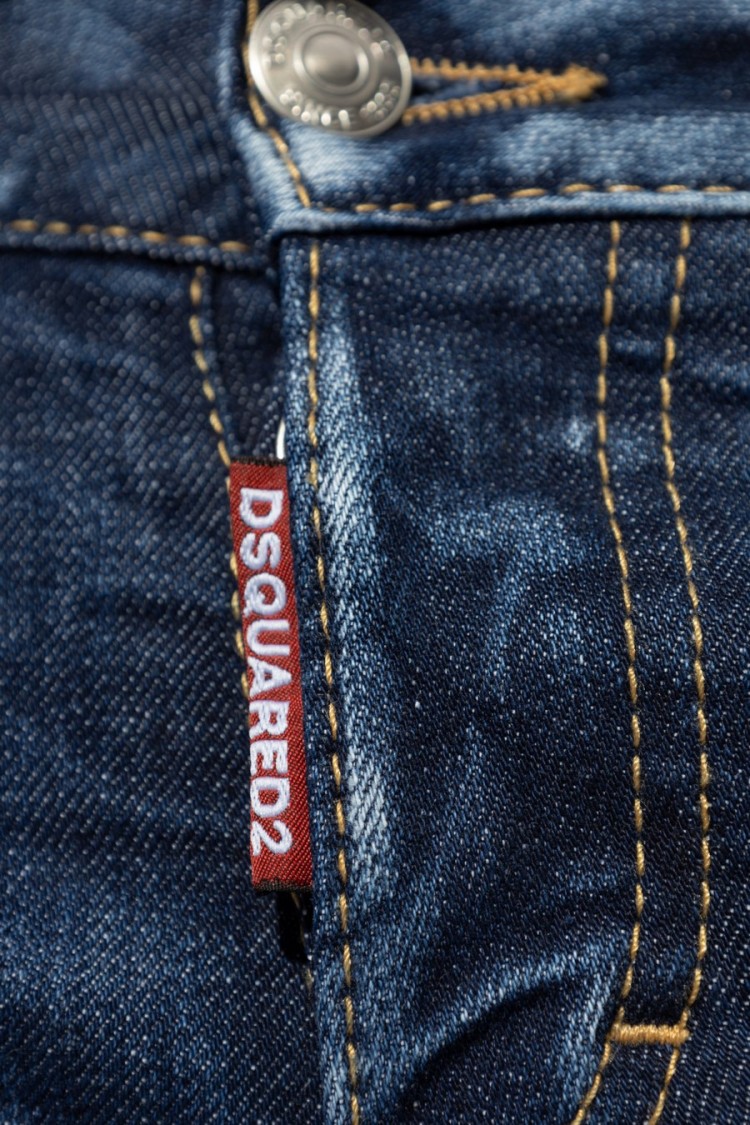 Dsquared2 Distressed Slim Fit Jeans With Mid-rise Waist In Blue