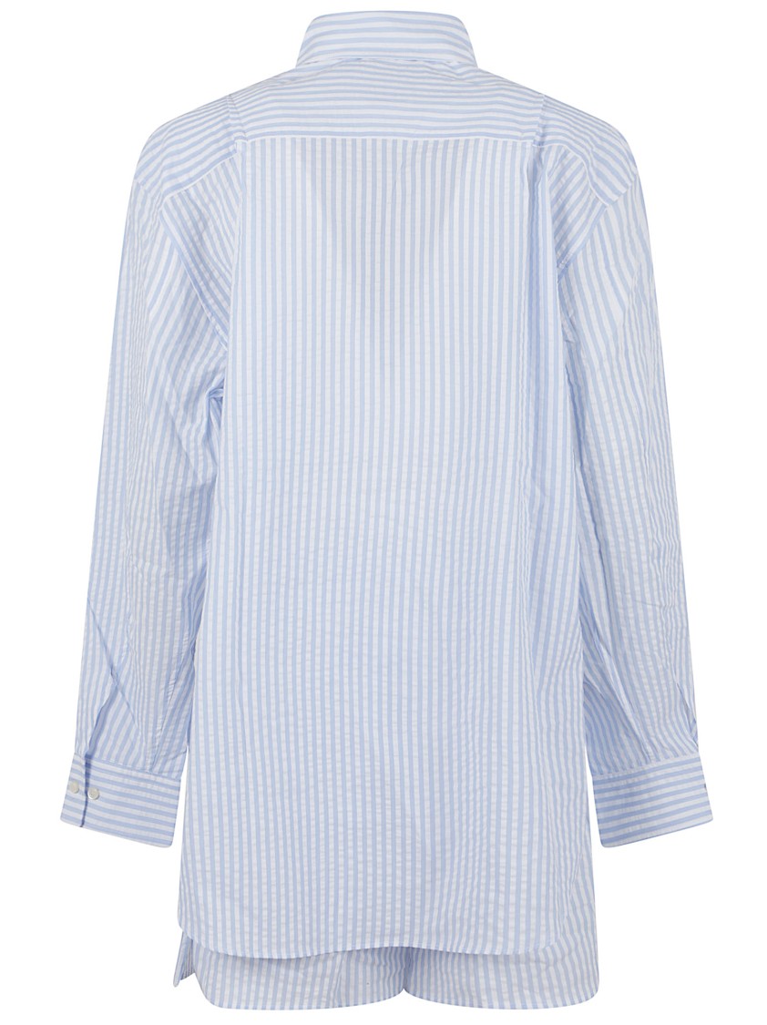 The Andamane Classic Tailored Stripe Shirt In Cotton In Blue