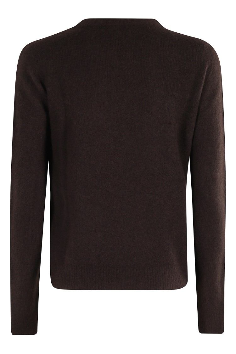 Roberto Collina Circle Neck Cashmere Blend Sweater In Brown