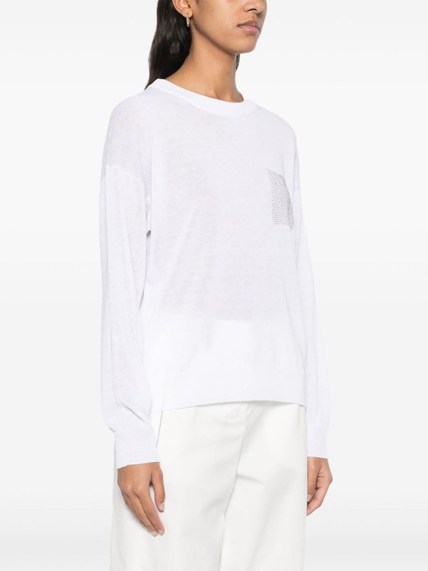 Shop Peserico Lightweight White Knit Sweater