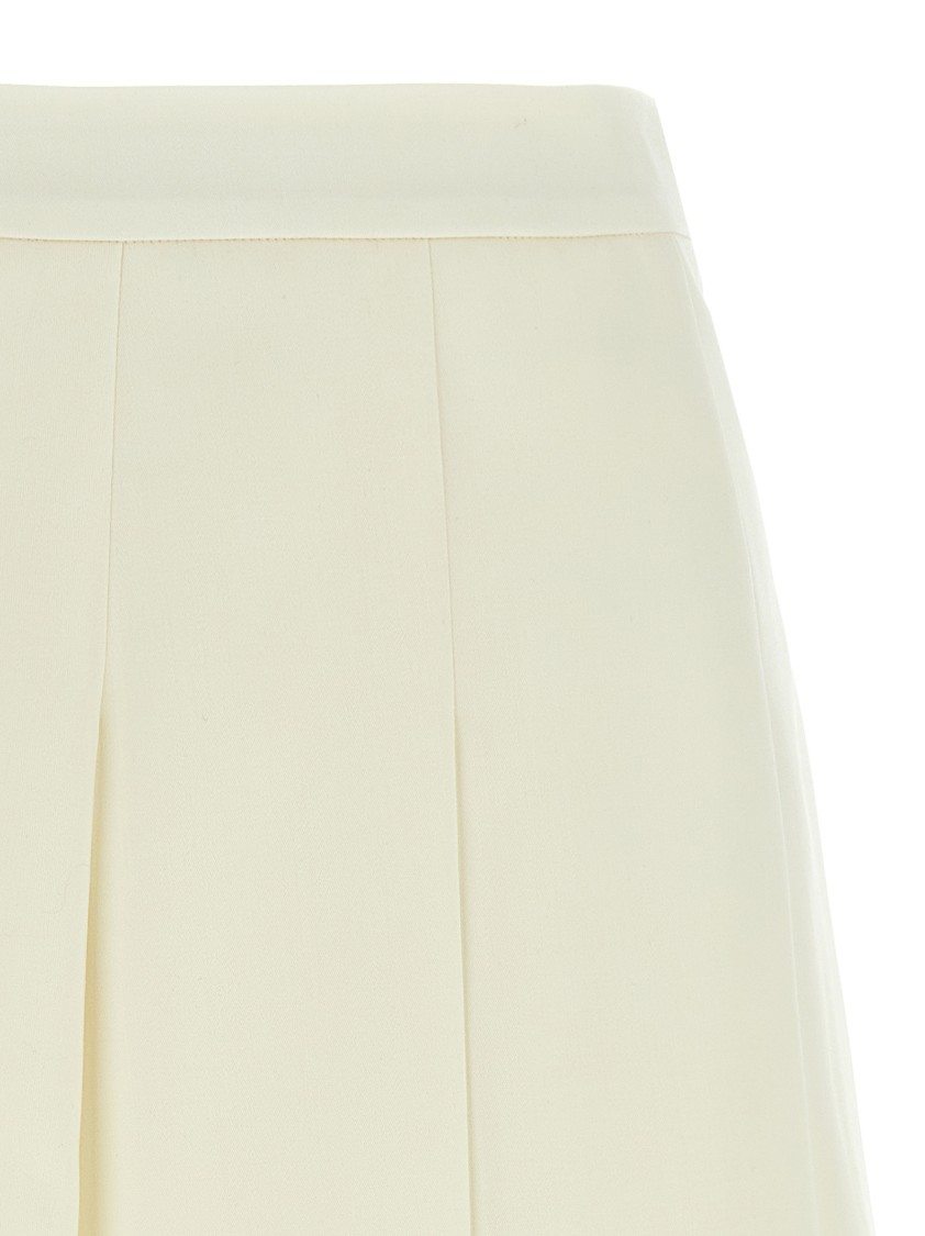 Alessandra Rich Pleated Wool Midi Skirt With Flared Silhouette