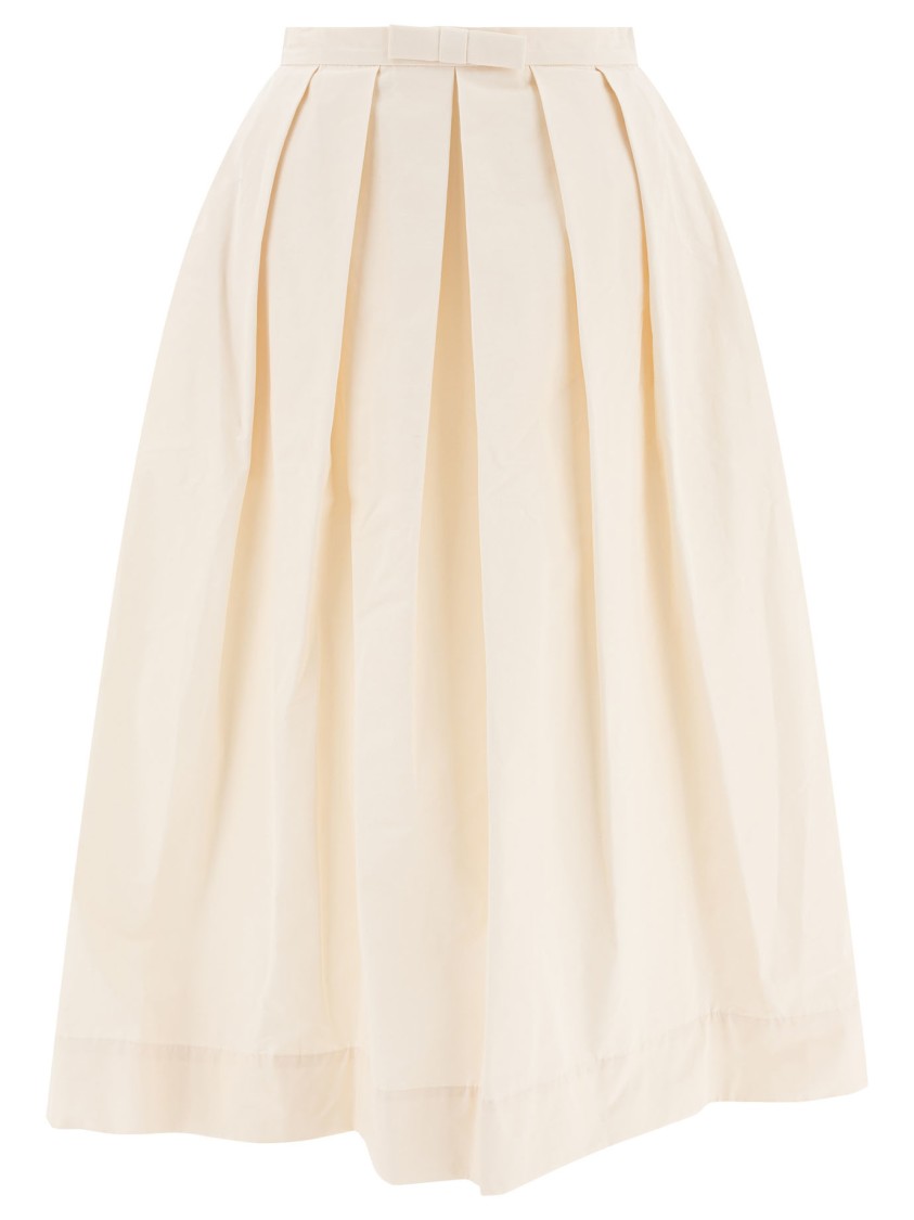 Sandbeige Pleated White Skirt With Comfortable Fit In Neutral