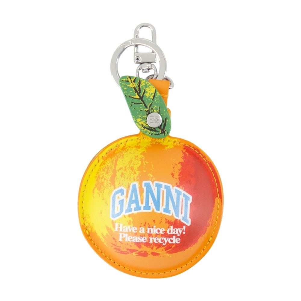 Ganni Apple Wallet - Leather - Orange In Gold