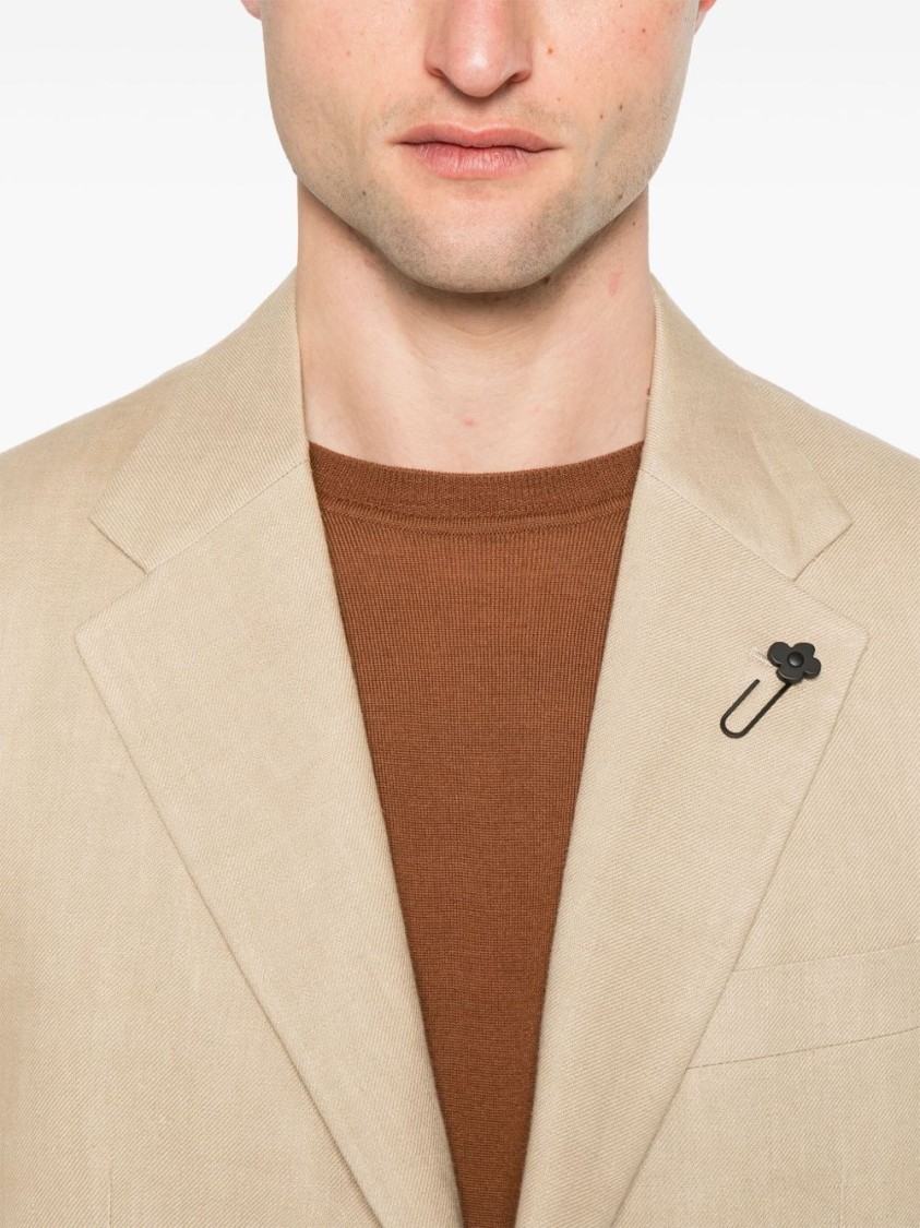 Lardini Beige Classic Jacket With English Vents In Neutral