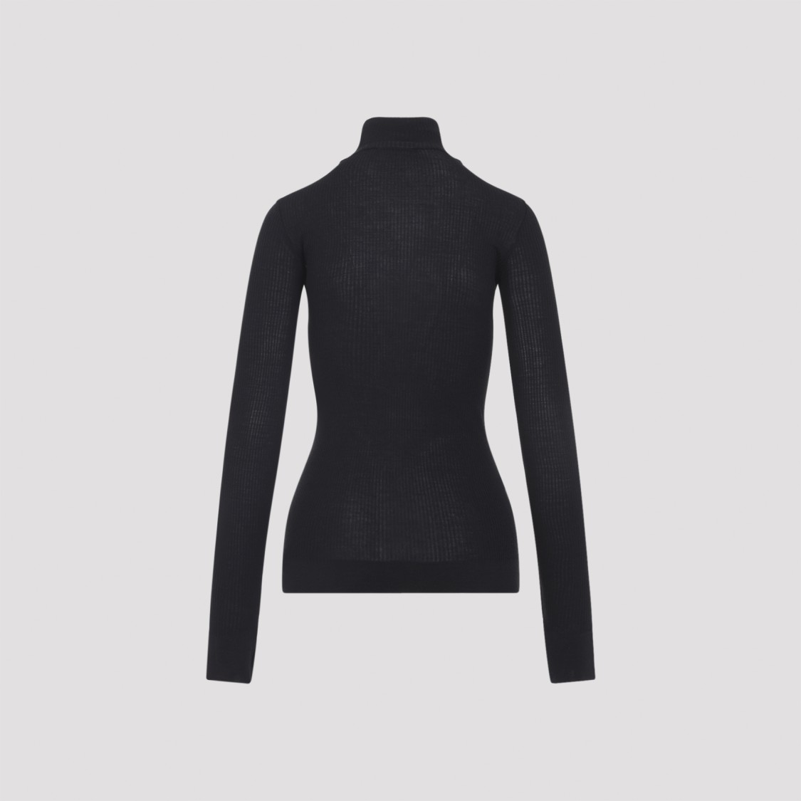 Lemaire Fitted Long-sleeve Black Wool Top In Black