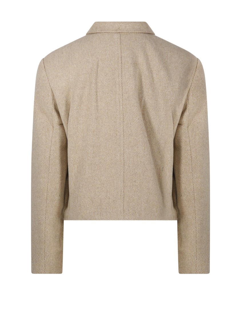 Isabel Marant Étoile Short Double-breasted Textured Jacket In Neutrals