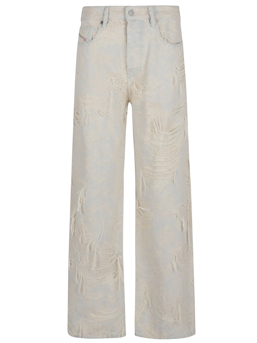 DIESEL DIESEL RELAXED FIT JEANS WITH RIPPED DETAILS