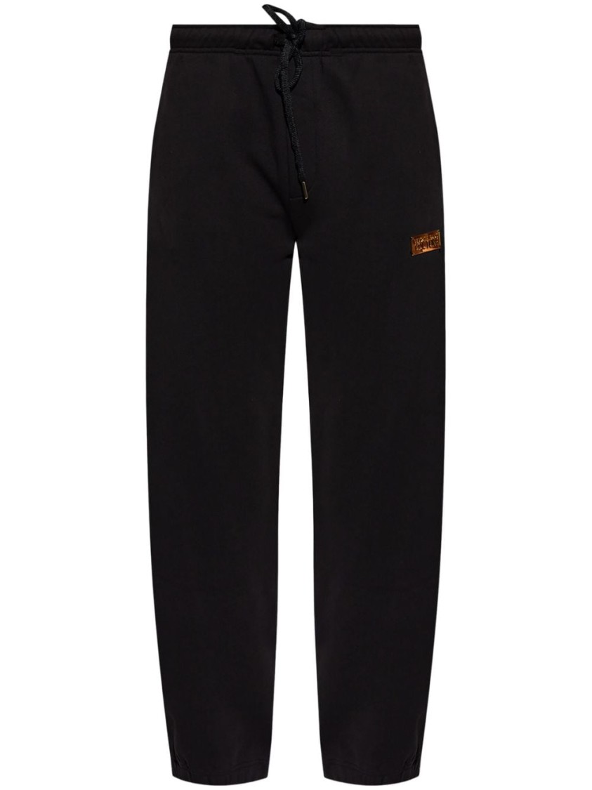 Shop Versace Jeans Couture Classic Black Trousers With Relaxed Fit And Tapered Legs