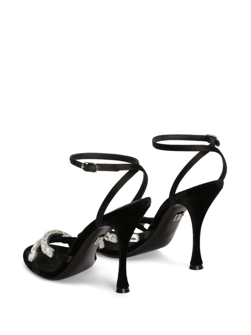 Dolce & Gabbana Keira 105 Satin Sandals With Gemstone Embellishments In Black