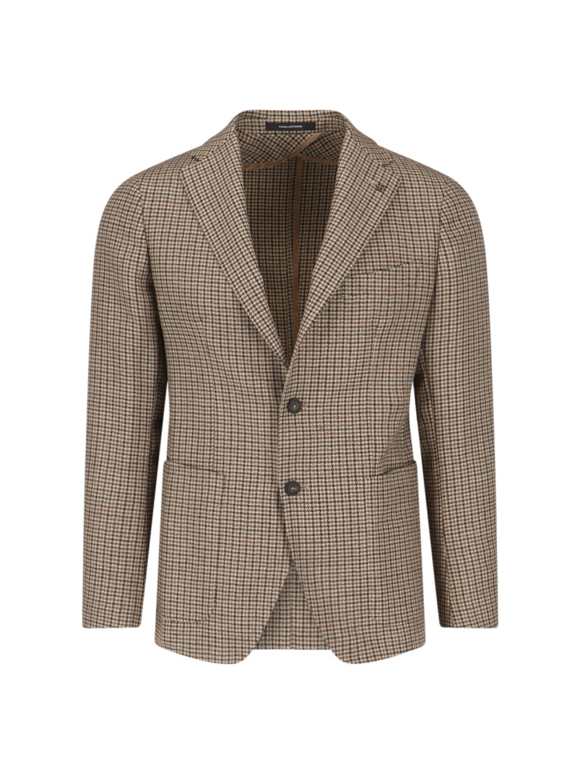 Shop Tagliatore Brown Houndstooth Blazer In Black