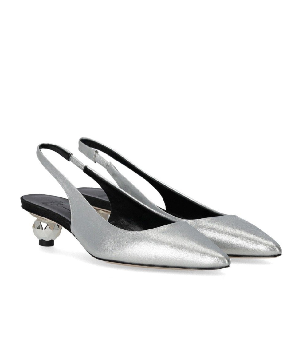 Max Mara Gallico Silver Slingback Pumps In Silver