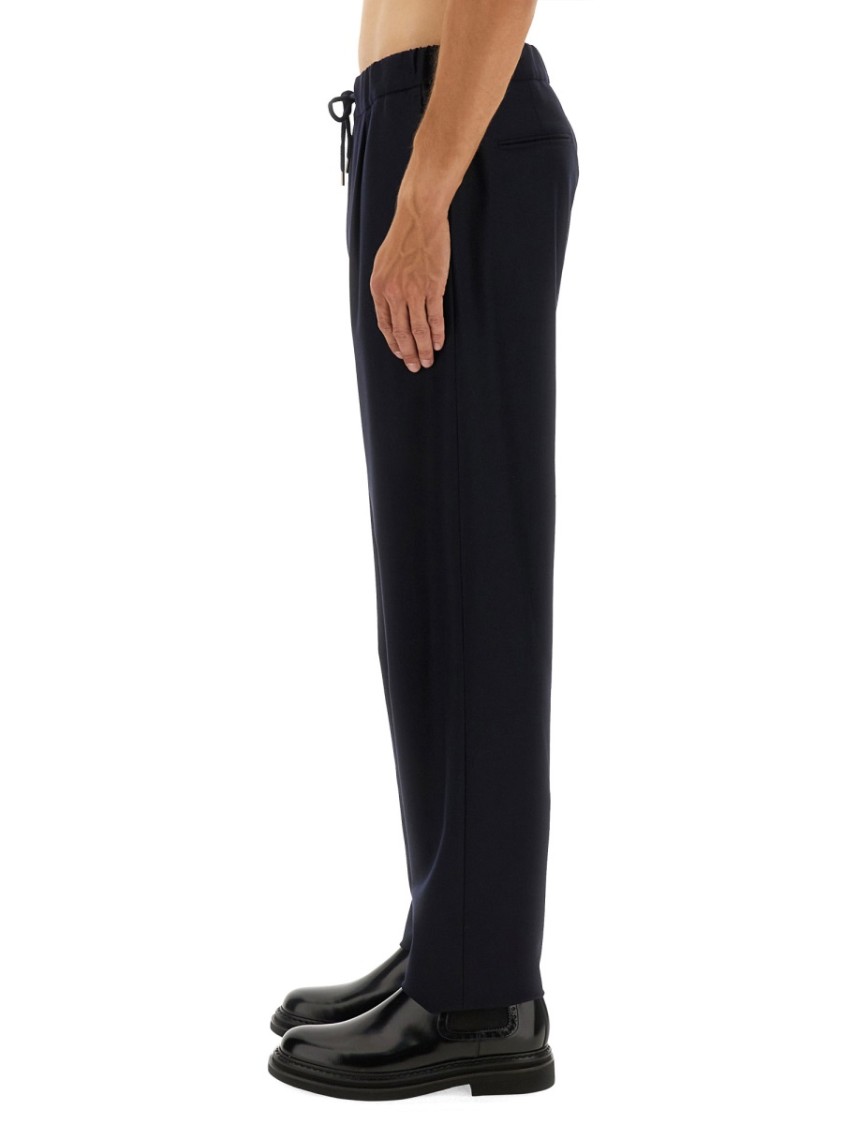 Giorgio Armani Trousers Featuring Elastic Waistband And Pockets In Black