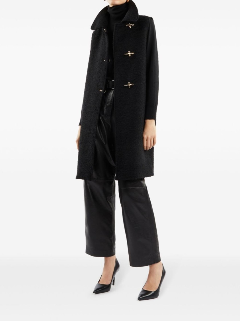 Fay Structured Sleeveless Jacket With High Collar And Textured Fabric In Black
