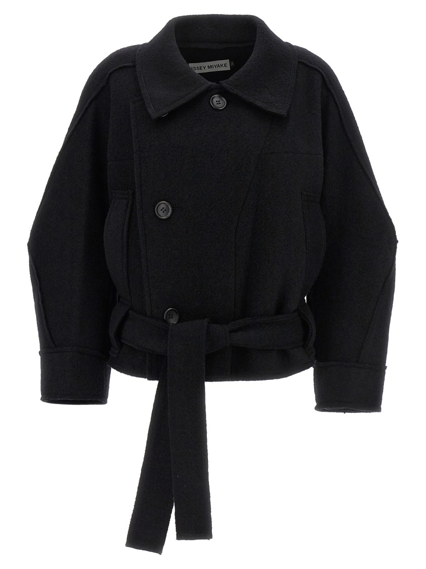 Issey Miyake Out Of A Cube Coats And Trench Coats Black In Black