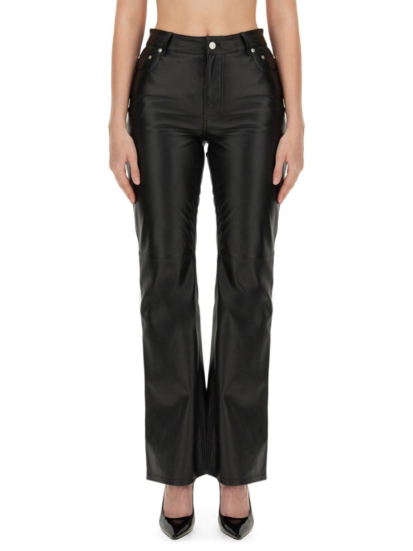Moschino Black Flared Pants With High Waist And Detailing In Black