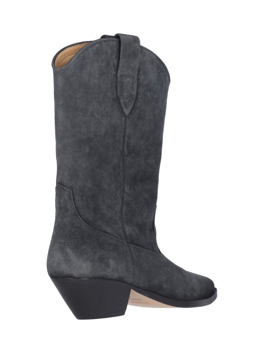 Isabel Marant Mid-height Block Heel Suede Western Boots In Gray