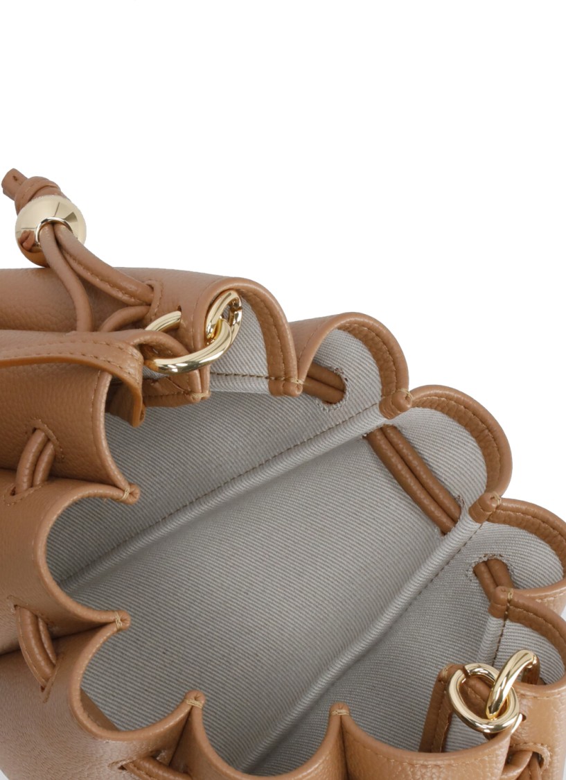Themoirè Brown Vegan Leather Dafne Bottalato Shoulder Bag In Brown
