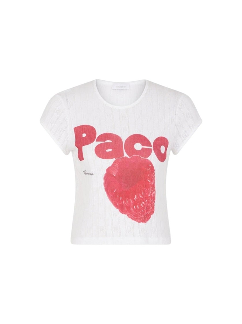 RABANNE RABANNE PRINTED CROPPED T-SHIRT WHITE