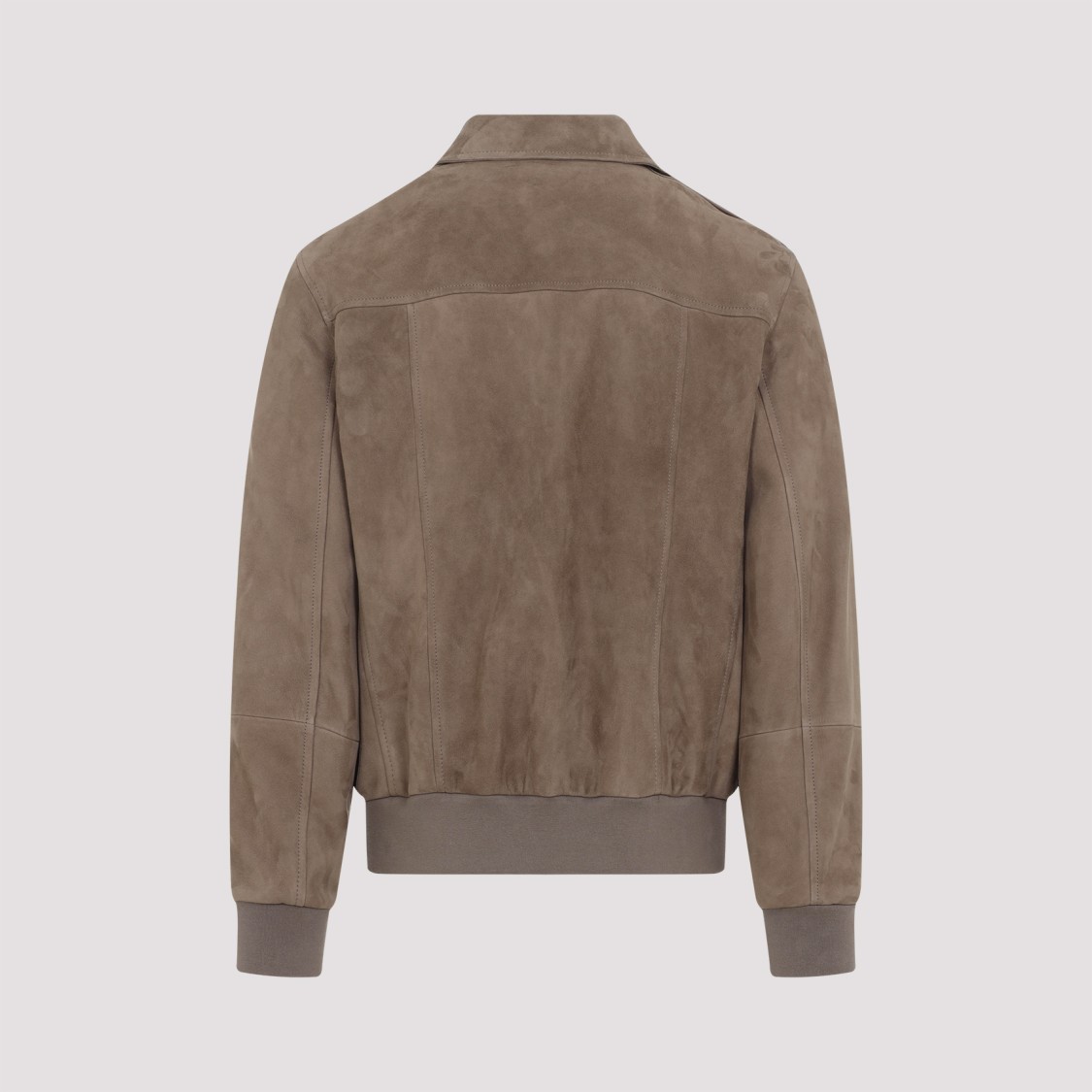 Brunello Cucinelli Leather Bomber Jacket Men In Brown