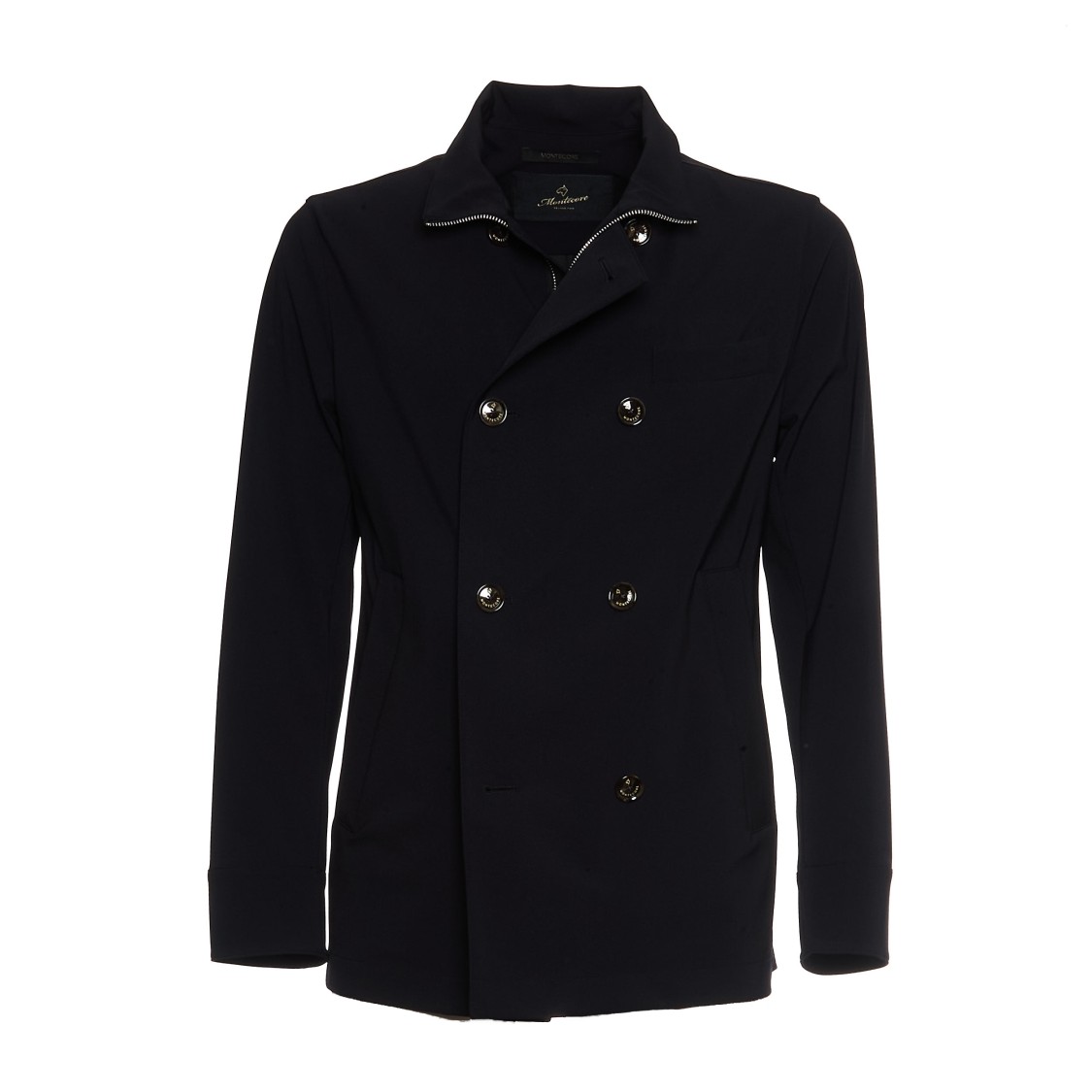 Montecore Stretch Fabric Double-breasted Jacket With Stand-up Collar