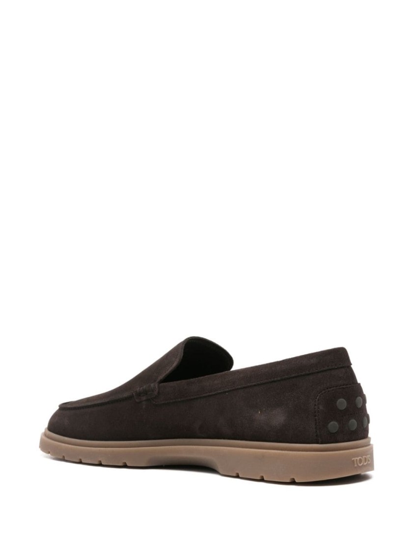 Shop Tod's Logo Loafers In Black