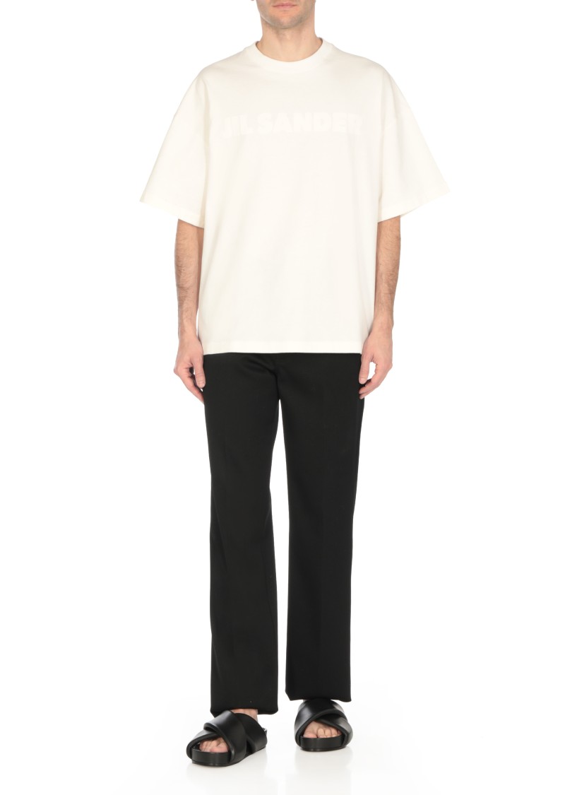 Jil Sander Black Leather Padded Slipper With Cross-straps In Black