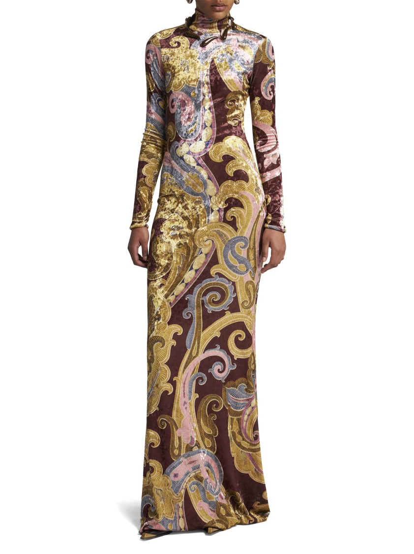 Shop Etro Bordeaux Dress With Paisley Print In Burgundy