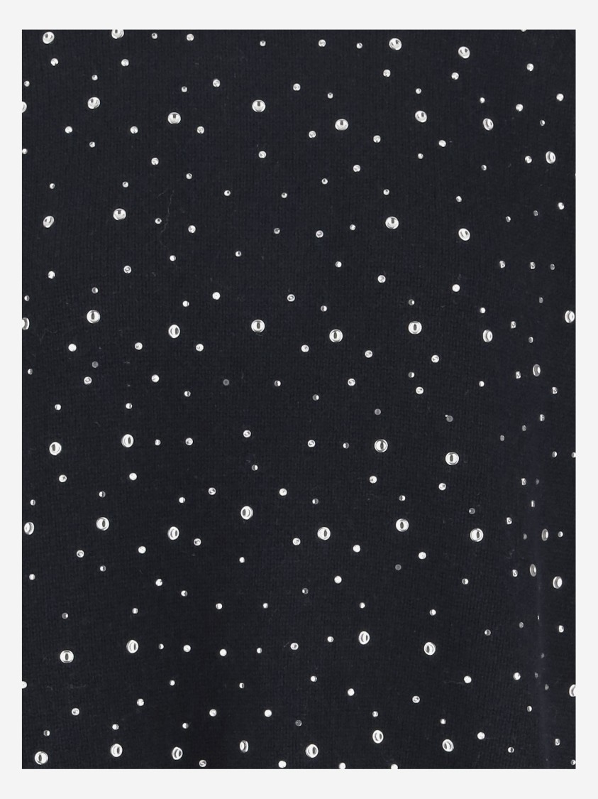 Allude Wool Blend Pullover With Rhinestones And Studs In Black