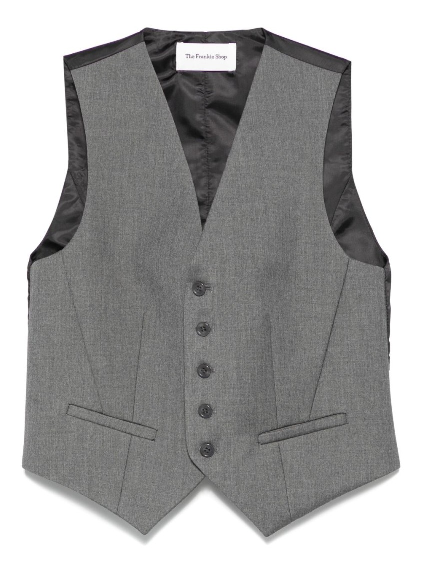 Shop The Frankie Shop Tailored Grey Wool Blend Vest