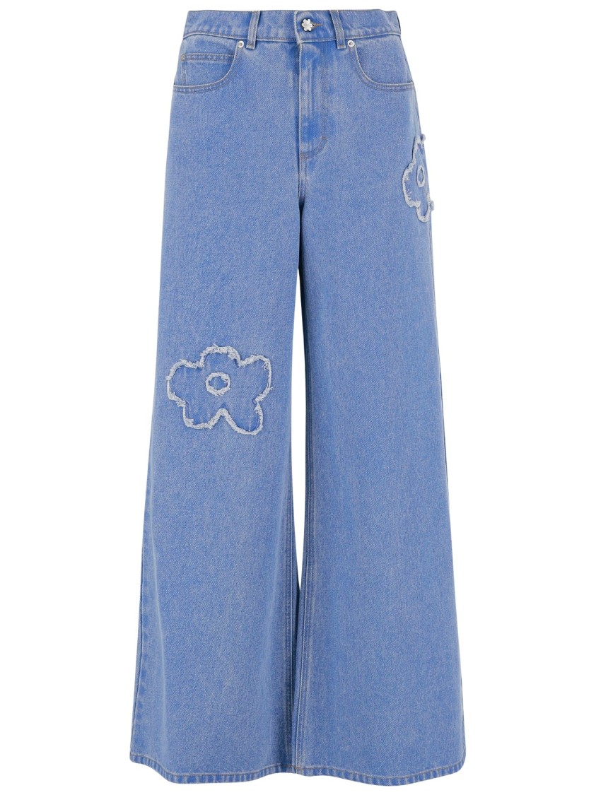 Shop Marni Cotton Denim Jeans With Appliqués In Blue