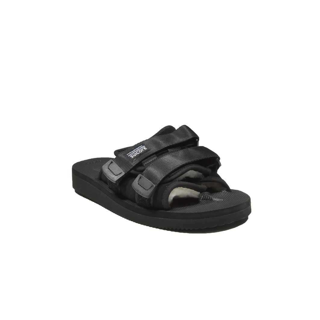 Suicoke Moto-mab Rubber Sandals Black With Fur