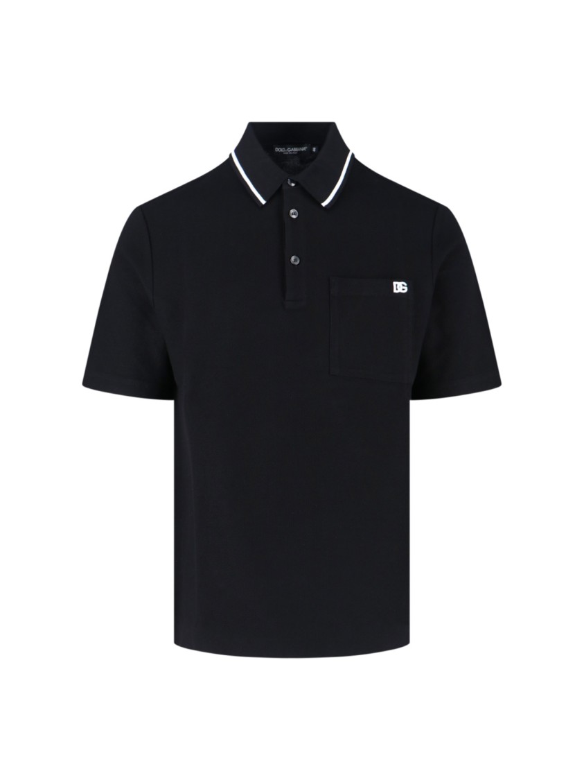 Dolce & Gabbana Polo Shirt In Piqué De Coton In Black