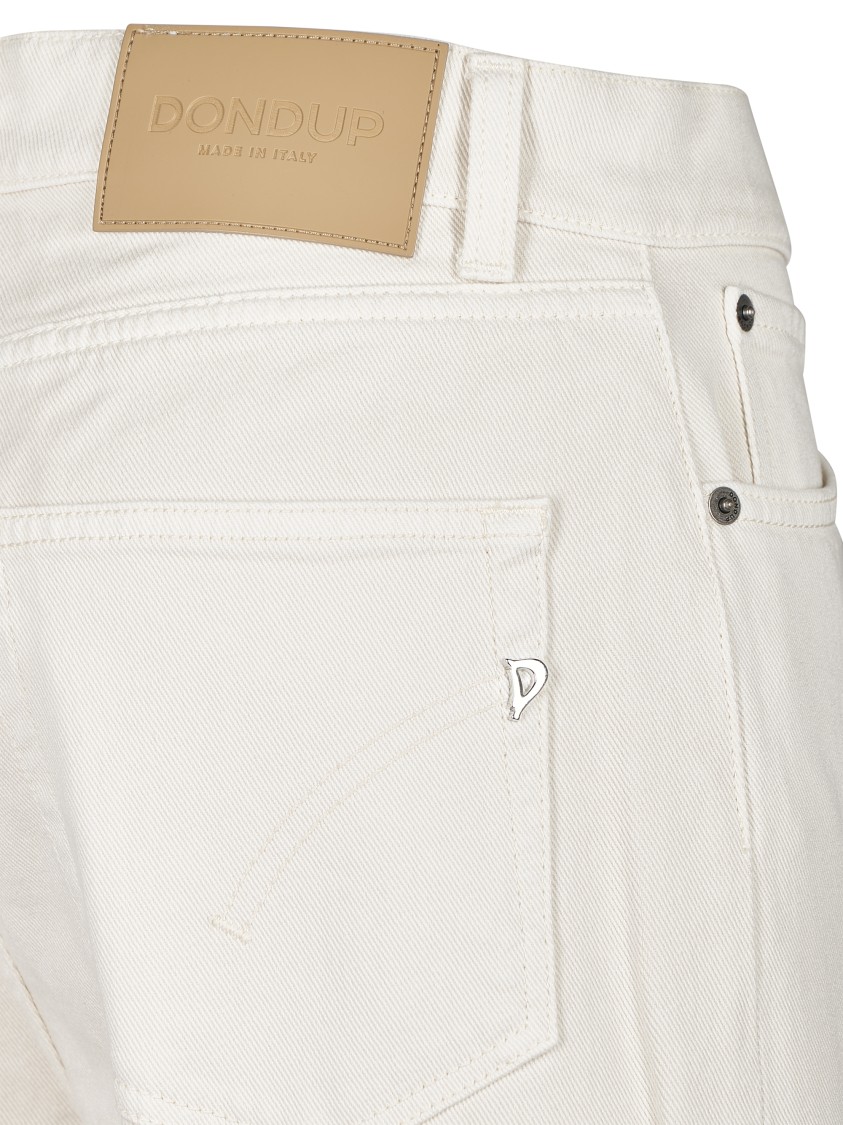 Dondup Wide-leg Trousers With High Waist And Classic Five-pocket Styling In Neutral