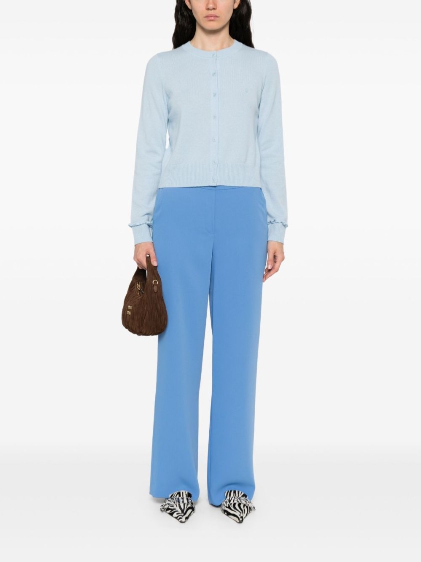 P.a.r.o.s.h High-rise Wide-leg Trousers Elasticated Waist In Blue