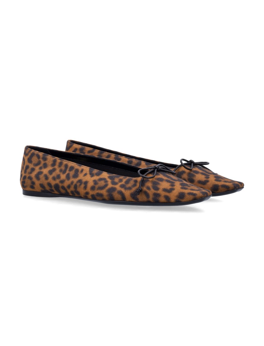 Saint Laurent Leopard Print Slip On Ballet Flats In Brown