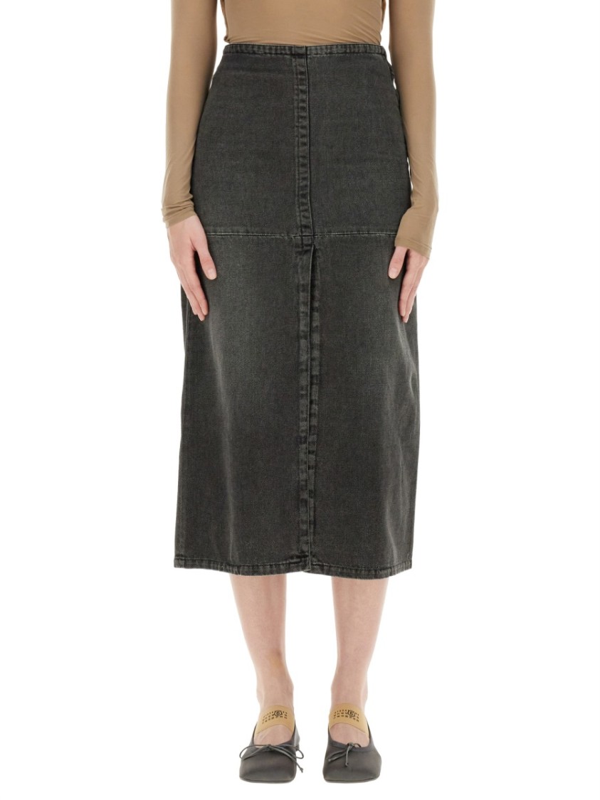 Shop Mm6 Maison Margiela Mm6 By Maison Margiela Long Denim Skirt In Grey