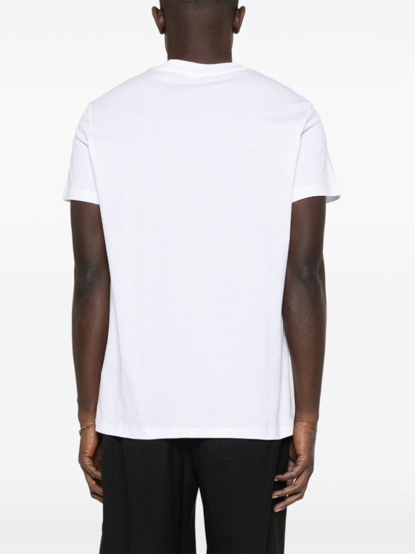 Balmain White Crewneck T-shirt With Logo Lettering On The Front In Cotton Man In White