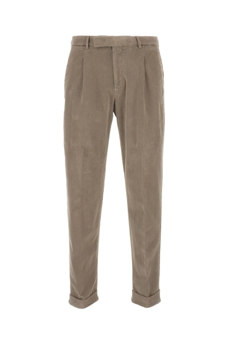 Pt01 Wide Ribbed Velvet Trousers In Neutral