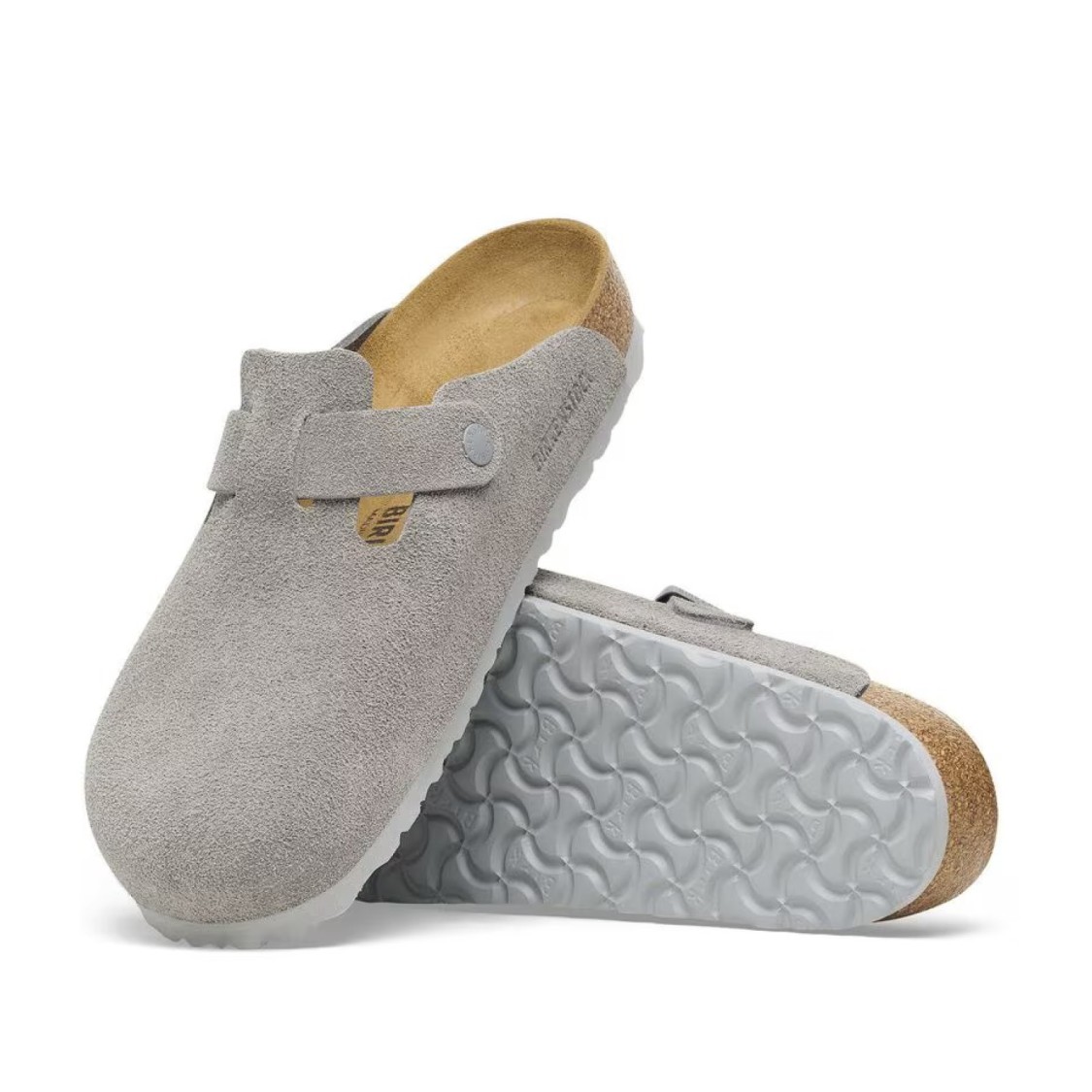BIRKENSTOCK BIRKENSTOCK GREY SUEDE CLOGS WITH ANATOMICAL FOOTBED