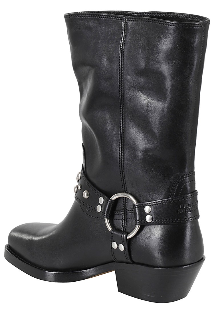 Isabel Marant Antya Leather Cowboy Boots In Black