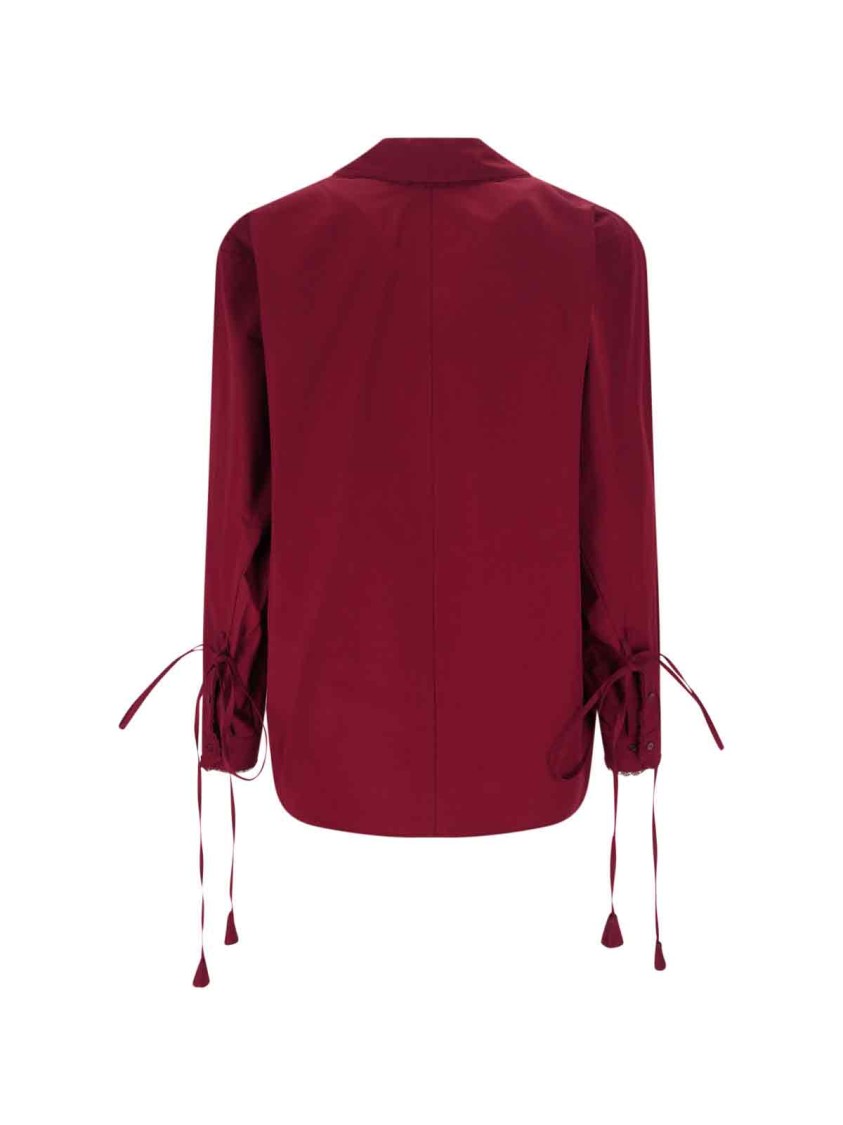 Gucci Cotton Popeline Shirt With Ties And Laces Profiles In Red