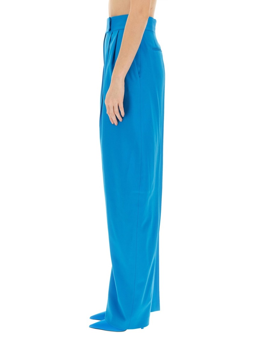 Attico Gary Stretch Wool Wide-leg Pant In Blue
