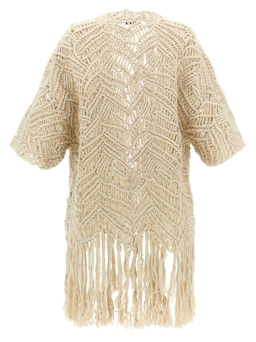 Brunello Cucinelli 'macramé Crochet' Short Sleeve Cardigan With Fringe