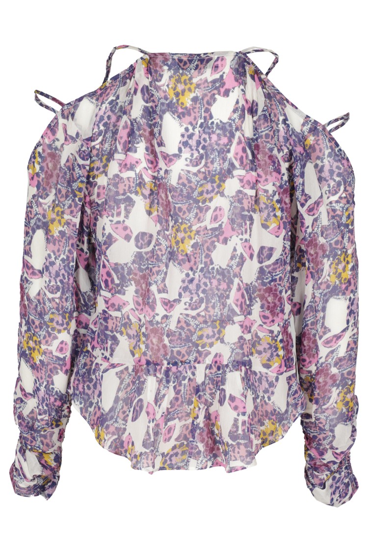 Iro Graphic-print Cold-shoulder Blouse In Multicolor