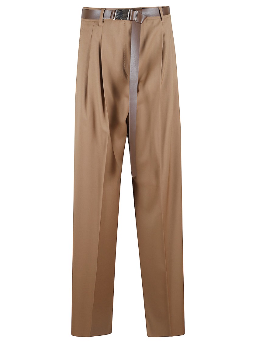 Max Mara Tailored Wool Trousers With High Waist In Brown