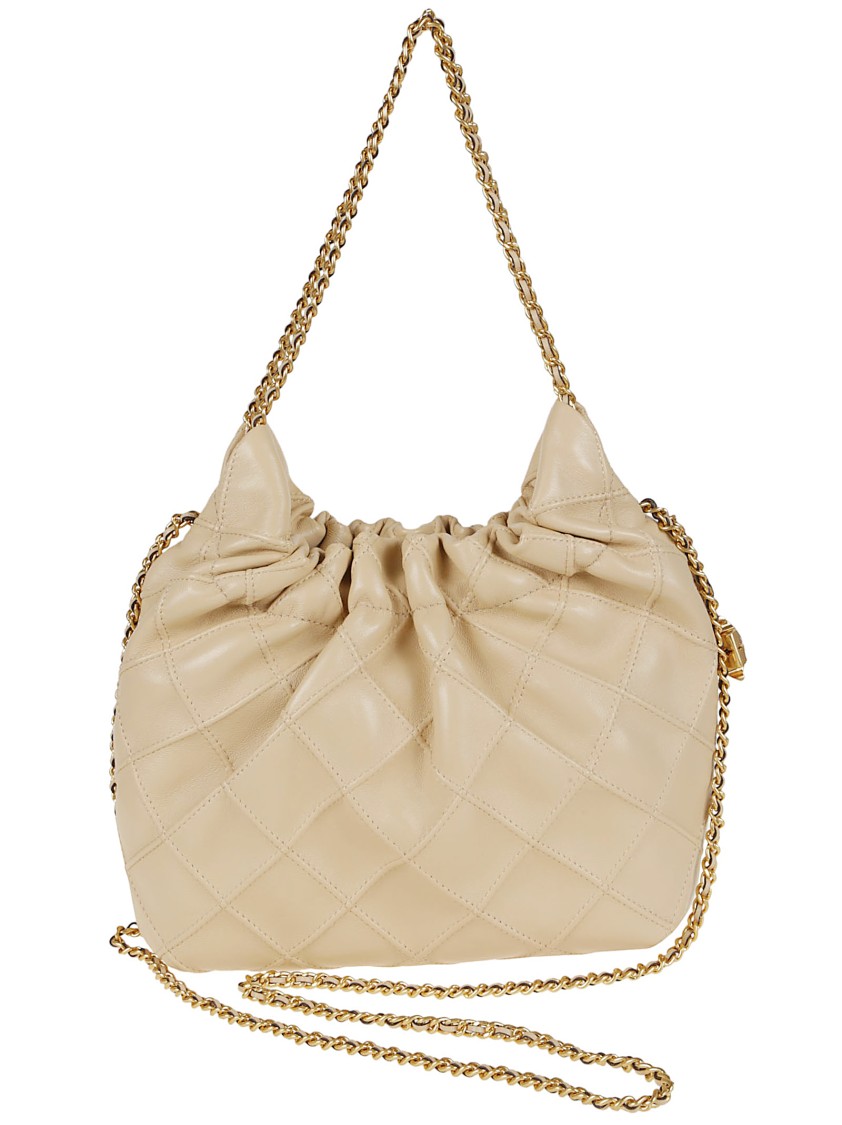 Tory Burch Quilted Lamb Leather Shoulder Bag In Neutral
