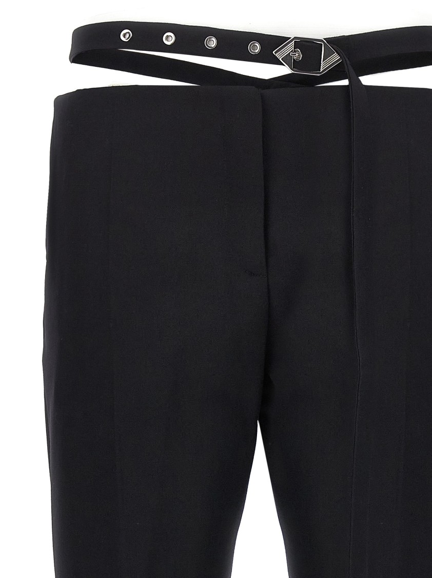 Attico Black Belt Detail Trousers In Black