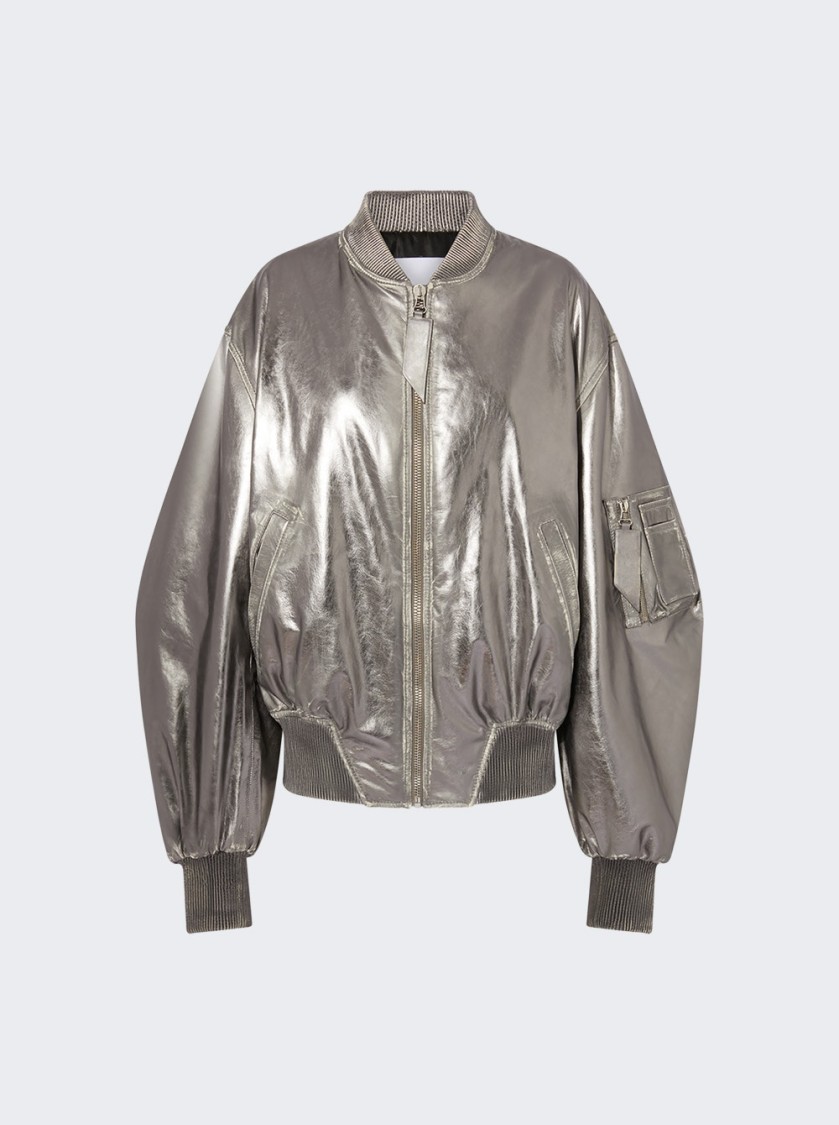 Attico Oversized Silver Bomber Jacket