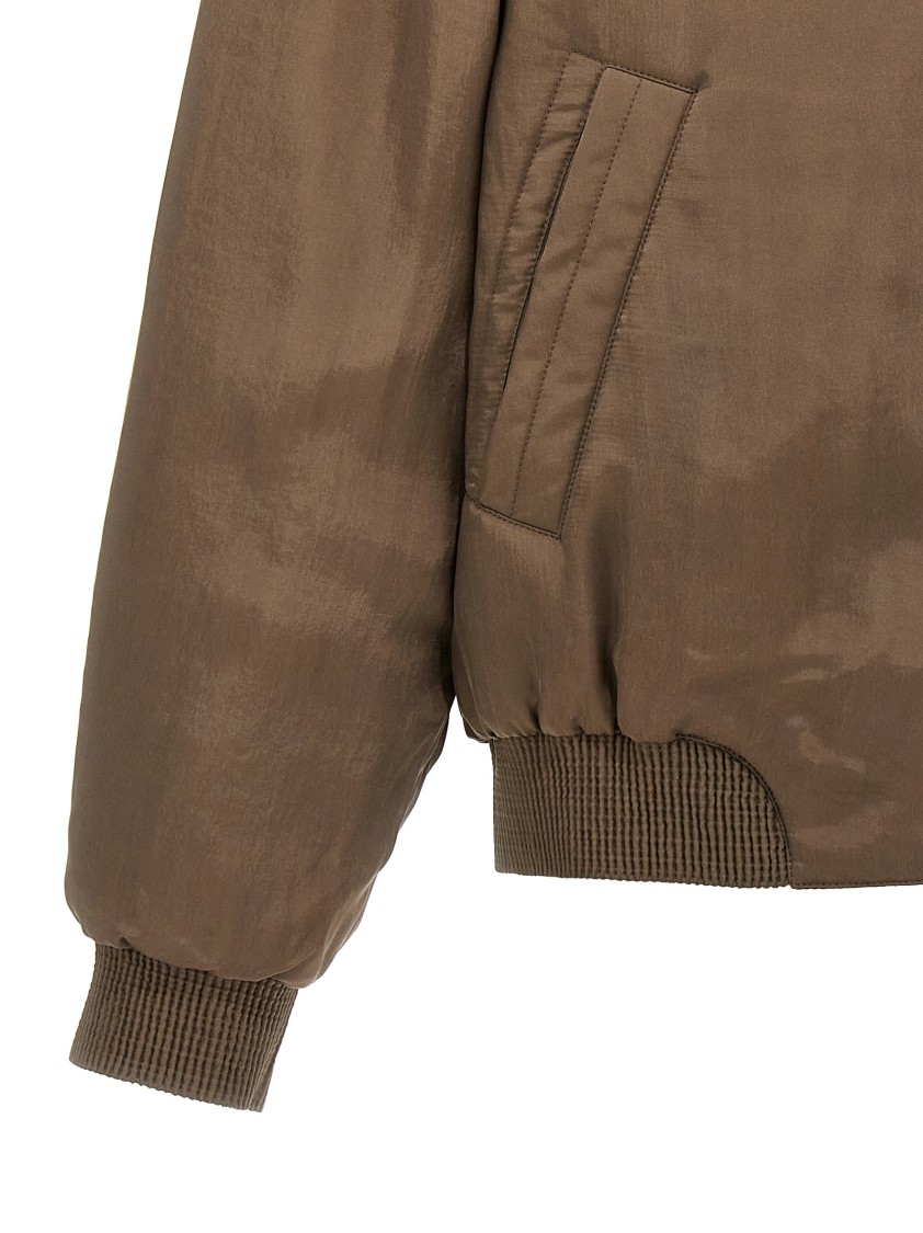 Saint Laurent Twill Teddy Bomber Jacket In Brown